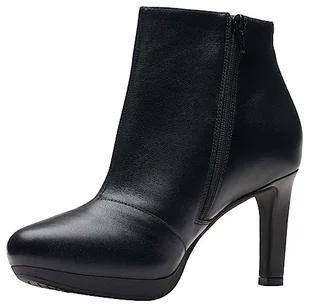 Clarks Damskie botki Ambyr Rise, Black Leather, 39,5 EU, czarna skóra, 39.5 EU - Botki damskie - miniaturka - grafika 1