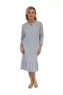 Bielizna nocna - KOSZULA NOCNA DAMSKA L DŁUGA RĘKAW 3/4 BAWEŁNIANA ELEGANCKA SZARA - miniaturka - grafika 1