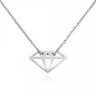 Naszyjniki - Murrano Srebrny Naszyjnik 925 Geometryczny Diament Grawer YN-013 - miniaturka - grafika 1