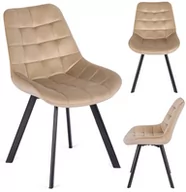 Krzesła - Me. Rick Krzesło Welur Beż - miniaturka - grafika 1