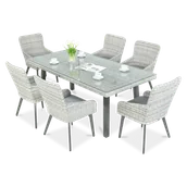 Meble ogrodowe - Zestaw z technorattanu MILANO 6/200 White Grey - miniaturka - grafika 1