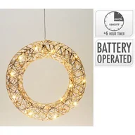 Oświetlenie świąteczne - Wieniec zawieszka ozdobna LED 30 cm złoty - miniaturka - grafika 1