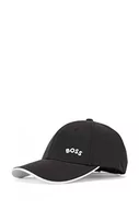 Czapki męskie - BOSS Czapka męska - pogrubiona zakrzywiona kontrastowa - logo czapka z bawełnianym diagonalem, Czarny, Rozmiar uniwersalny - miniaturka - grafika 1