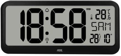 Zegar ścienny elektroniczny ADE, wyświetlacz xxl, z termometrem, budzikiem i kalendarzem, 37 x 17 cm
