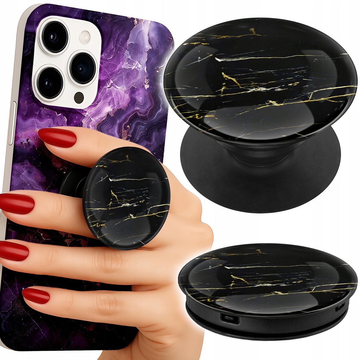 Uchwyt do telefonu Popsocket na palce / stojak - KAMIENNE ELEGANCKIE WZORY