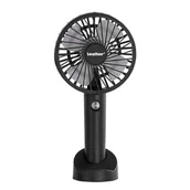 Wentylatory - Leziter Galar przenośny wentylator USB z uchwytem 4 W 1200 mAh czarny - miniaturka - grafika 1