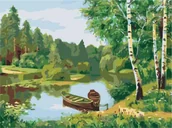 Malowanie po numerach - Zacumowane Łodzie - Malowanie Po Numerach 40 X 30 - miniaturka - grafika 1