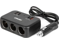 Ładowarki samochodowe - Rozdzielacz gniazda zapalniczki z ładowarką 1x usb-a 1x usb-c qc4.0 12v 24v 120w 80cm amio-04365 - miniaturka - grafika 1