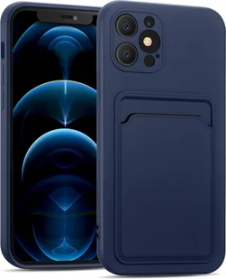 Etui na telefon komórkowy Apple iPhone 12 Pro Max silikonowe etui ochronne z kieszenią na kartę Slim Wallet Case, niebieskie - Etui i futerały do telefonów - miniaturka - grafika 1