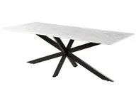 Stoły - BARCELONA Stół #313 Biały marmur + Czarny metal 220x100x76 cm - miniaturka - grafika 1