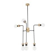 Lampy sufitowe - Britop LAMPA sufitowa MONTIX 9244674 loftowa OPRAWA sticks metalowa czarna drewno - miniaturka - grafika 1