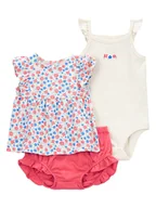 Body dla niemowląt - carter's 3-częściowy zestaw w kolorze kremowo-różowym ze wzorem - miniaturka - grafika 1