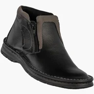 Botki męskie - Trzewiki Męskie Skórzane Buty Zimowe Ocieplane Eleganckie Czarne Papilion Czarny 41 - miniaturka - grafika 1