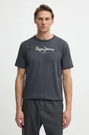 Koszulki męskie - Pepe Jeans t-shirt bawełniany Eggo męski kolor szary z nadrukiem PM508208 - miniaturka - grafika 1