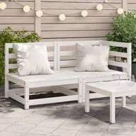 Sofy ogrodowe - vidaXL Sofa ogrodowa, 2-osobowa, biała, lite drewno sosnowe - miniaturka - grafika 1
