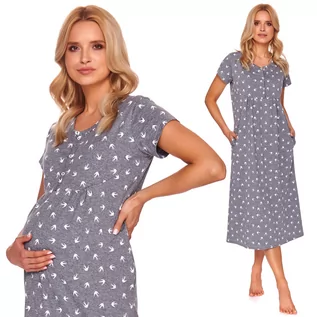 Piżamy ciążowe - Doctor Nap, Długa koszula ciążowa karmienia, TM.4119, Szary - grafika 1