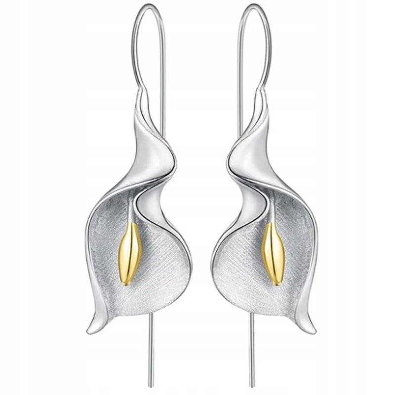 Kolczyki Srebrne Kolczyki Wiszące Kwiat Kalia Srebro 925