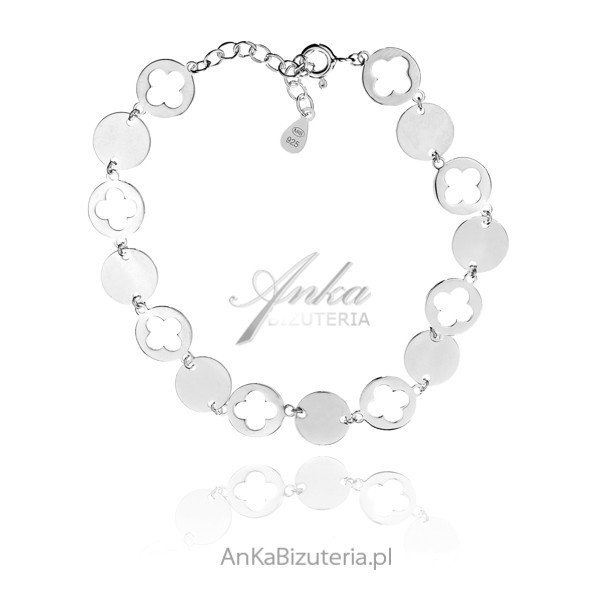 ankabizuteria.pl Bransoletka srebrna kółeczka z koniczynkami - na sz