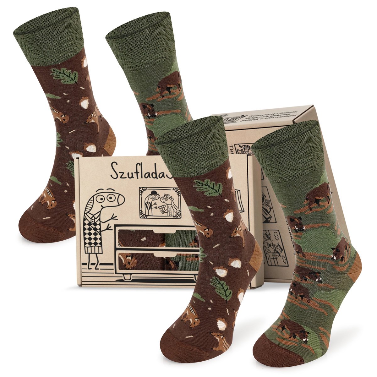 2 pary cienkich skarpetek bawełnianych (70% bawełna) Comodo BOAR-85 Rozmiar 43-46 – Zestaw prezentowy dla Myśliwego w pudełku. dla niego