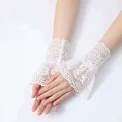 Koszule damskie - eleganckie białe MANKIETY fałszywe RĘKAWKI szykowne OZDOBY na nadgarstki - miniaturka - grafika 1