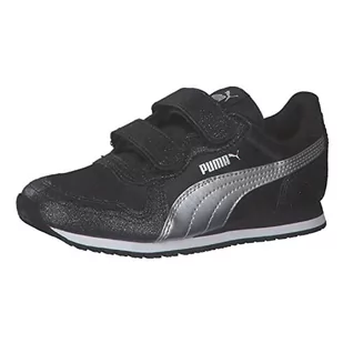 PUMA Dziewczęce sneakersy Cabana Racer Glitz V Ps, Puma Silver Puma Black Silver, 35 EU - Buty dla dziewczynek - miniaturka - grafika 1