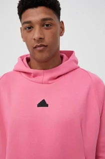 Bluzy męskie - adidas bluza Z.N.E męska kolor różowy z kapturem z aplikacją - grafika 1