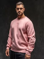 Bluzy sportowe męskie - Bluza męska bez kaptura jasnoróżowa Denley 2001A1 - miniaturka - grafika 1
