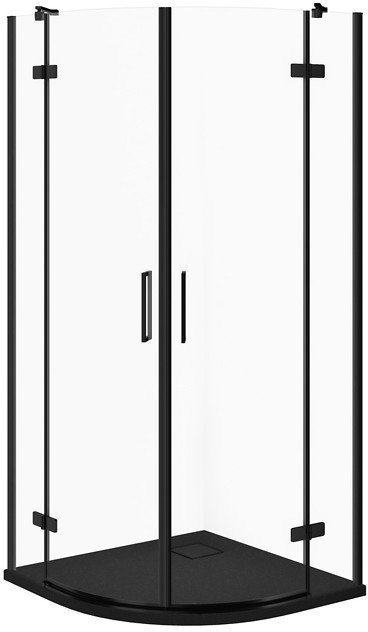 Cersanit SET C631 Kabina CITY PÓŁOKR CZARNA 90X90X195+TAKO SLIM CZARNY MAT WIR