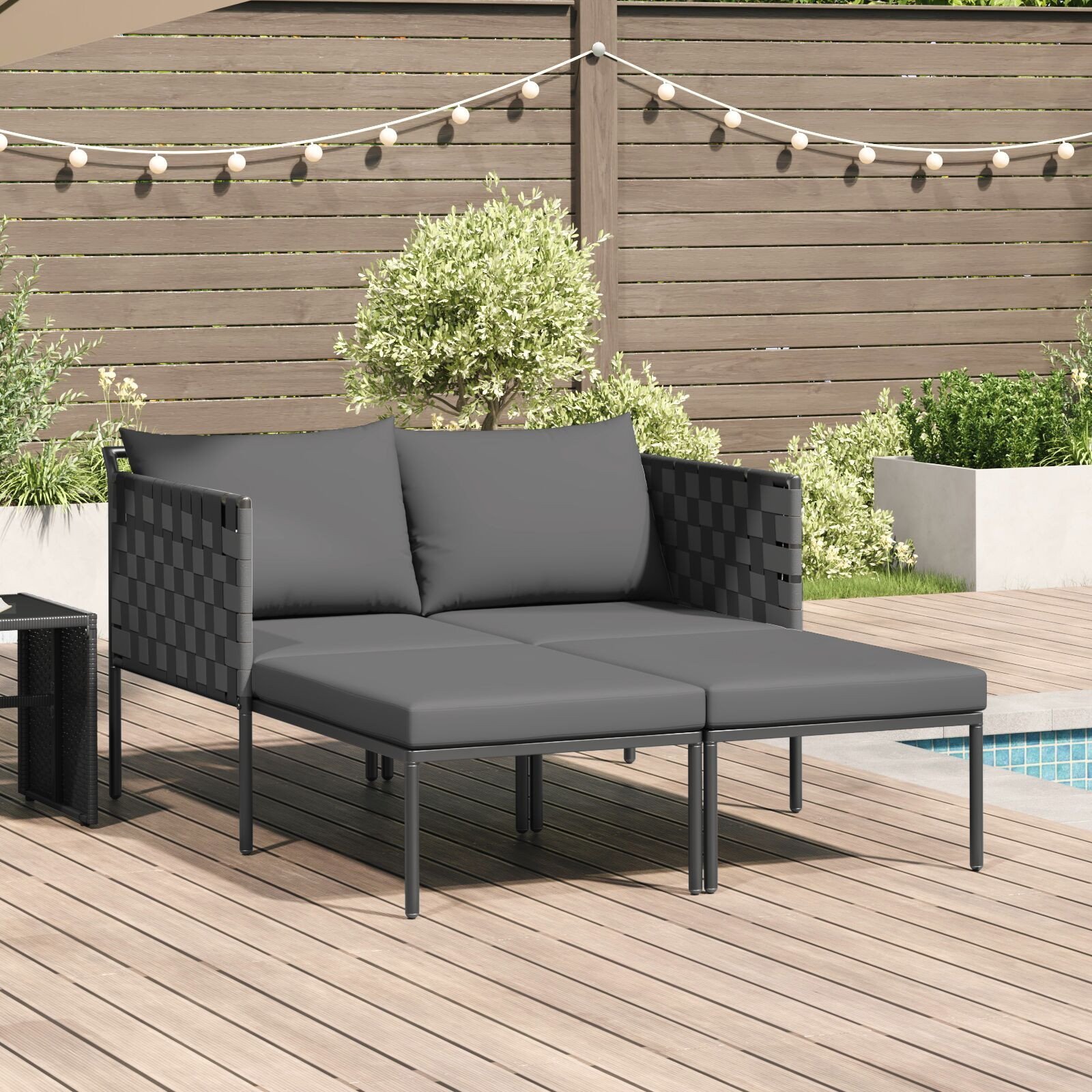 vidaXL Leżak Ciemnoszary Stal 115 x 153 x 69.5 cm Leżak z poduszkami 42004135
