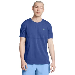 Męska koszulka treningowa Under Armour UA Rush Seamless Legacy SS - niebieska - UNDER ARMOUR - Koszulki sportowe męskie - miniaturka - grafika 1