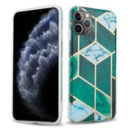 Etui i futerały do telefonów - Etui Cadorabo do Apple iPhone 11 PRO MAX (XI PRO MAX) w kolorze ciemnozielonym z białym złotym marmurem nr 6 z silikonu TPU z wzorem mozaiki Etui silikonowe Ultra Slim Back Cover - miniaturka - grafika 1