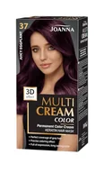 Farby do włosów i szampony koloryzujące - Joanna Multi Cream Color farba do włosów dla kobiet – zapewnia długotrwały kolor – efekt głębi 3D – zakrywa siwe włosy – kolor nasady – kolor oberżyny Pur 37 – kompletny zestaw - miniaturka - grafika 1