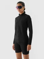 Bluzy sportowe damskie - Damska bluza treningowa bezszwowa rozpinana 4F x Anna Lewandowska 4FALSAW24TFSWF547 - czarna - 4F x AL - miniaturka - grafika 1