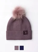 Czapki dla dzieci - Horze, Czapka dziecięca z pomponem Noa Kids Kinitted mauve - miniaturka - grafika 1