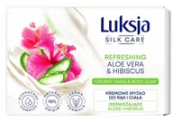 Mydła - Luksja Silk Care Odświeżające Kremowe Mydło w kostce do rąk i ciała - Aloes i Hibiskus 100g - miniaturka - grafika 1