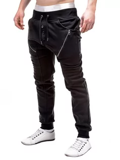Spodnie męskie - Spodnie męskie dresowe - czarne P184 - grafika 1