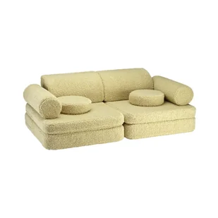 Zielona sofa dla dzieci z materiału bouclé 132 cm Settee – Wigiwama - Fotele i pufy dla dzieci - miniaturka - grafika 1