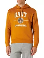 Bluzy męskie - GANT Męska bluza z kapturem D1 Crest Shield Sweat Hoodie bluza z kapturem, DK Mustard Orange, L - miniaturka - grafika 1
