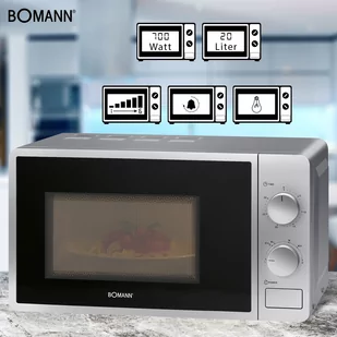 Kuchenka mikrofalowa Bomann MWG 6014 CB Srebrna - Kuchenki mikrofalowe - miniaturka - grafika 2