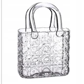 Wazony i flakony - WAZON SZKALNY TOREBKA 28 cm BEZBARWNY z uchwytami - miniaturka - grafika 1