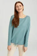 Swetry damskie - Miętowy sweter z dekoltem typu łódka - Greenpoint - miniaturka - grafika 1