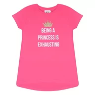 Koszulki dla dziewczynek - Popgear Koszulka dziewczęca 'Exhausting Being a Princess' różowa, różowy, 7-8 Lata - miniaturka - grafika 1