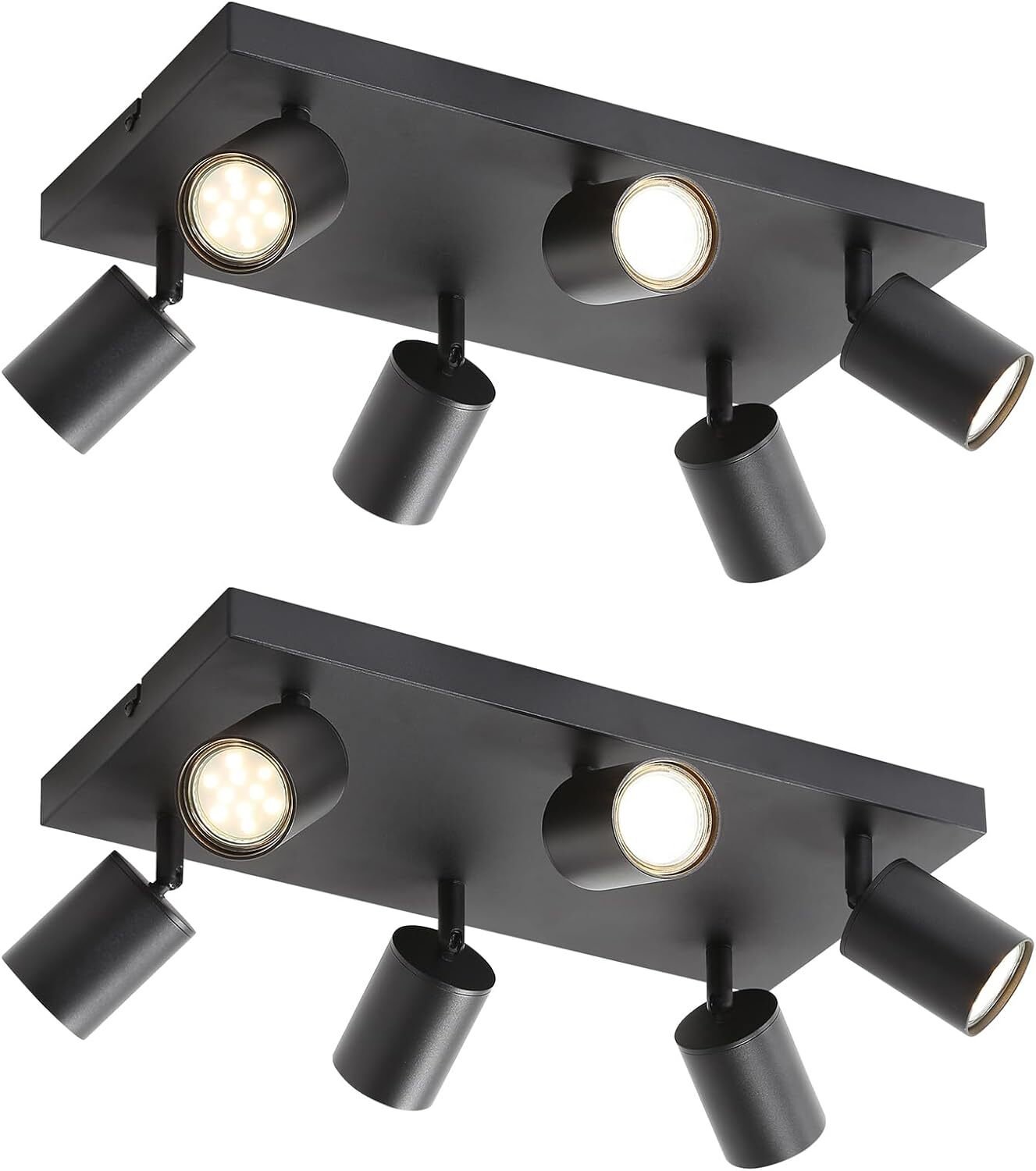 ZMH LED lampa sufitowa czarna 2 reflektory sufitowe: GU10 lampa sufitowa 6 płomieni 330° obrotowe reflektory sufitowe industrialne nowoczesne do salonu sypialni kuchni przedpokoju