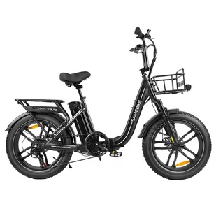 Składany rower elektryczny SAMEBIKE C05 Pro, silnik 500W, bateria 36V 13Ah, grube opony 20*4 cali - Czarny - Rowery elektryczne - miniaturka - grafika 1