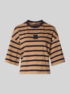 Koszulki i topy damskie - T-shirt krótki z wyhaftowanym logo - miniaturka - grafika 1