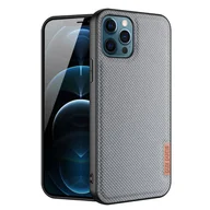 Etui i futerały do telefonów - Dux Ducis Fino etui pokrowiec pokryty nylonowym materiałem iPhone 12 Pro / iPhone 12 szary - miniaturka - grafika 1