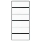 Drzwi wewnętrzne - vidaXL Lumarko Drzwi przesuwne, szkło ESG i aluminium, 90x205 cm, czarne 151021 - miniaturka - grafika 1