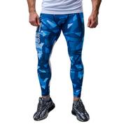 Spodnie sportowe męskie - MEN leggings WORKOUT BLUE&WHITE L - miniaturka - grafika 1