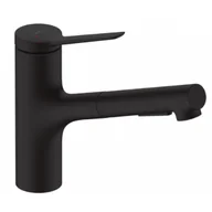 Baterie kuchenne - HANSGROHE 74821670 Zesis M33 Jednouchwytowa bateria kuchenna 150, metalowa wyci?gana wylewka, 2jet, sBox Czarny Matowy - miniaturka - grafika 1