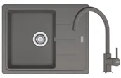Zlewozmywaki z baterią - Zestaw granitowy Franke Zlewozmywak Basis BFG 611-62 + Bateria Lina XL Kamienny szary - miniaturka - grafika 1